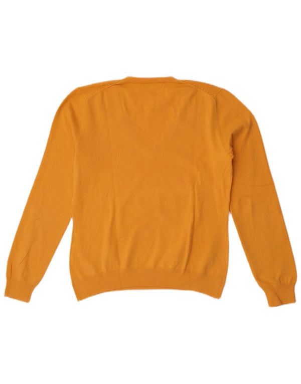 Tommy Hilfiger Suéter con cuello en V para mujer UK 12 Algodón amarillo mediano
