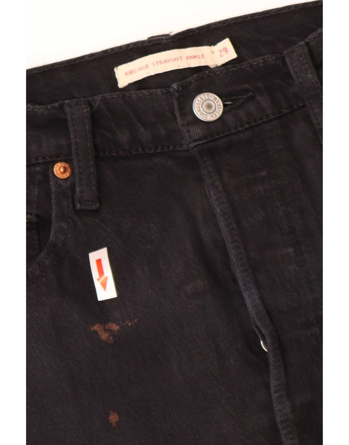 Vaqueros Levi's Ribcage Rectos Mujer W29 L27 Algodón Negro