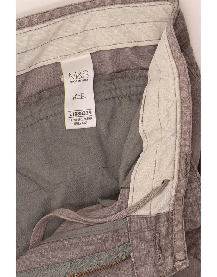 Marks & Spencer Bermudas para Hombre W32 Lino Gris Medio