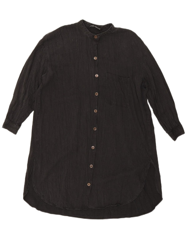 Zara Vestido camisero extragrande de manga larga para mujer UK 40 Small Negro