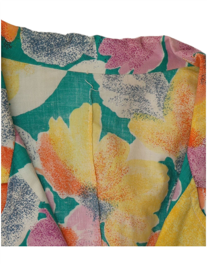 Vintage mujer 3 botones Blazer chaqueta Reino Unido 16 grande multicolor floral