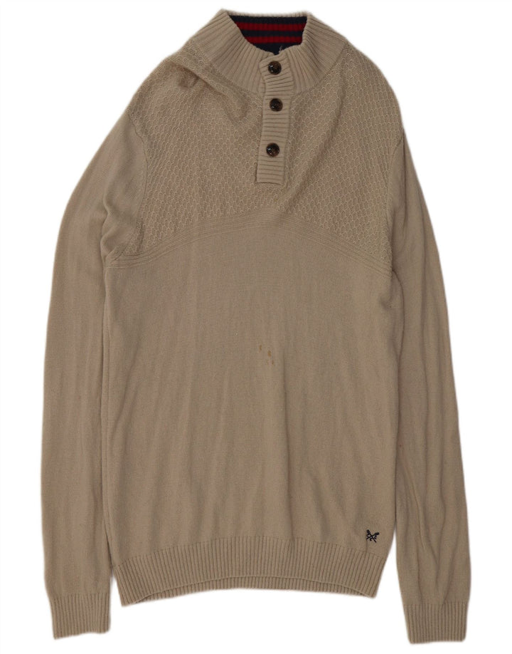 Crew Clothing - Jersey con cuello y botones para hombre, talla XL, lana de cordero gris