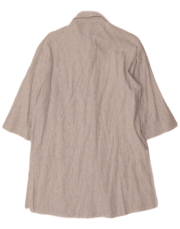 Zara Vestido camisero extragrande con manga 3/4 para mujer UK 6 XS Blanco a rayas