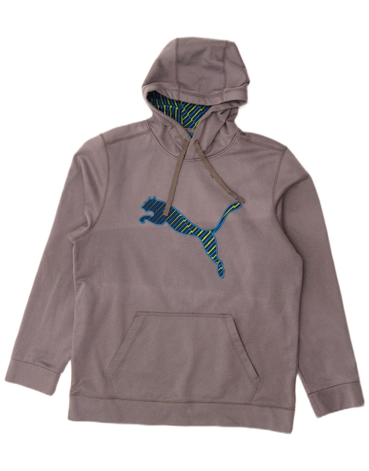 Puma Sudadera con capucha gráfica para hombre Jersey grande gris poliéster