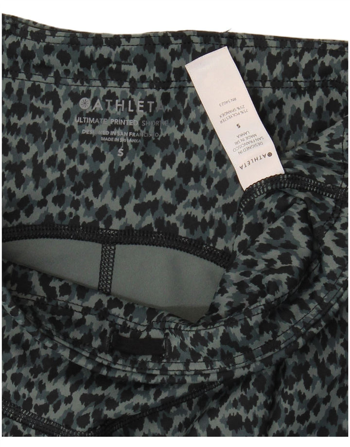 Athleta Pantalones cortos deportivos para mujer UK 8 Pequeño gris Estampado animal Poliéster