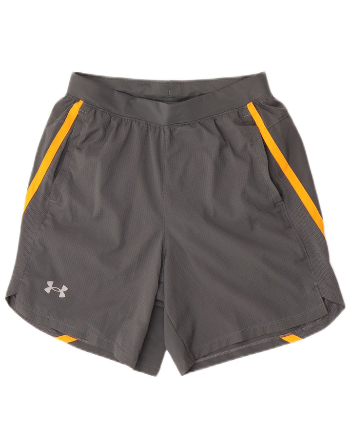 Under Armour Hombre Pantalones cortos deportivos con estampado de poliéster color block en gris medio