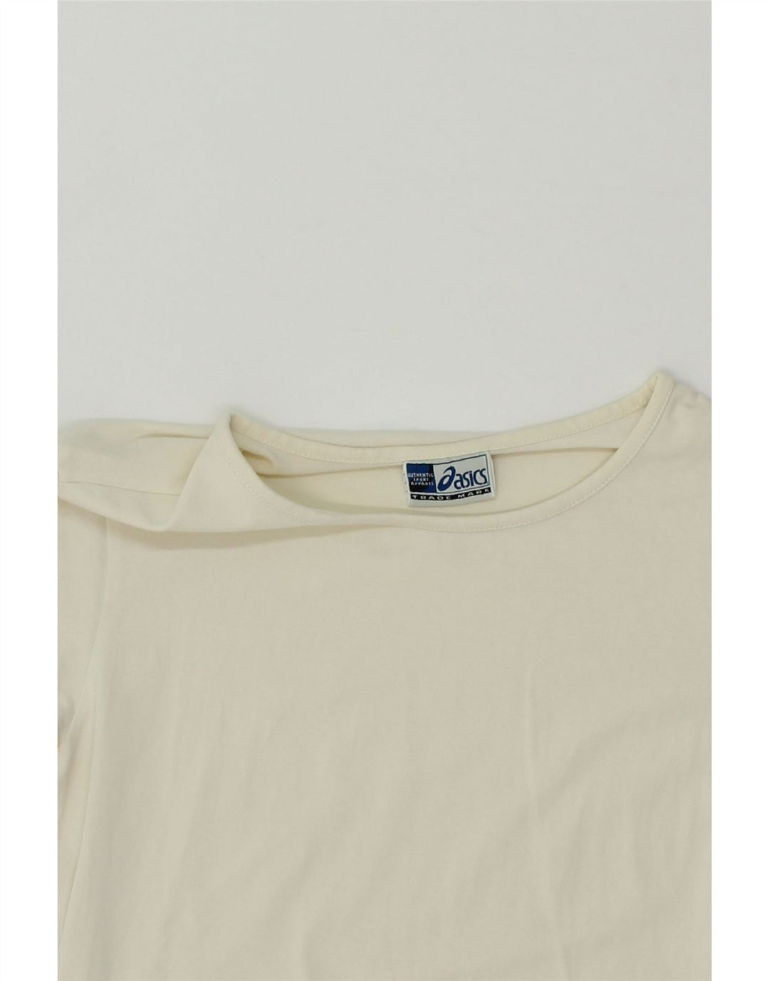 ASICS Womens T-Shirt Top UK 10 Small Off White Cotton Vintage Asics and Second-Hand Asics from Messina Hembry 