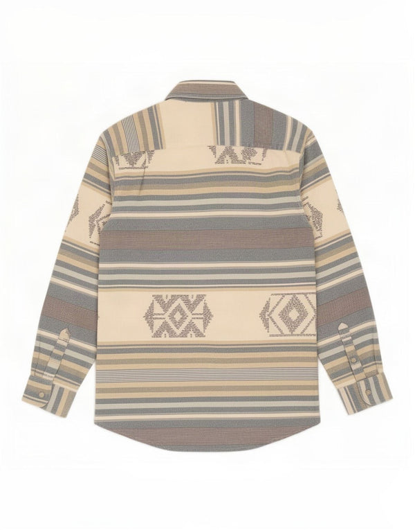 Camisa de franela vintage para hombre XL Geométrica beige