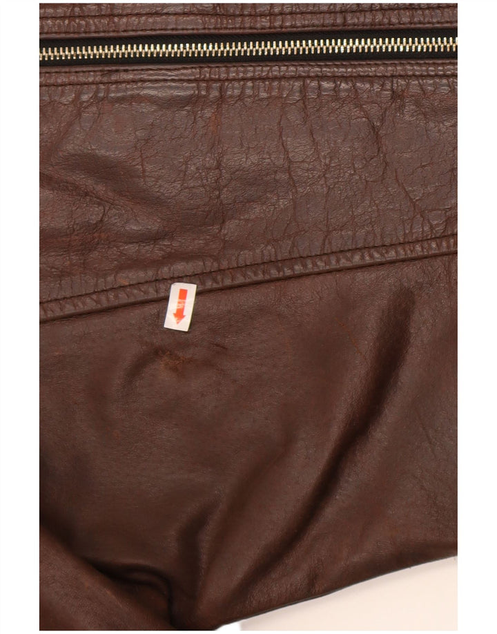 Vintage mujer chaqueta de cuero Reino Unido 14 cuero marrón grande