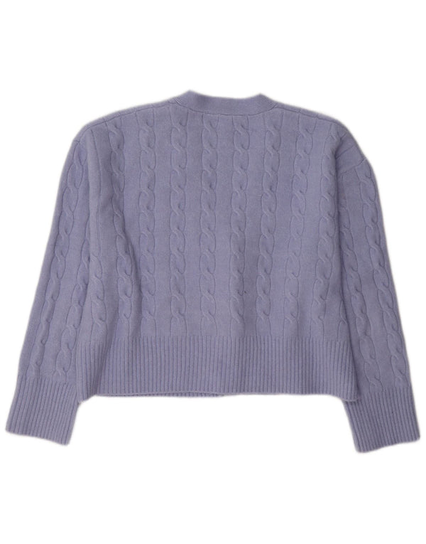 Zara Mujer Crop Cardigan Suéter UK 44 Medio Púrpura Poliéster