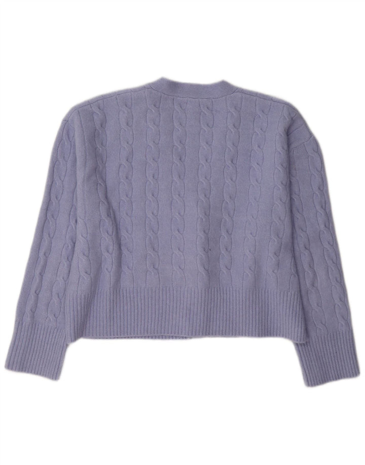 Zara Mujer Crop Cardigan Suéter UK 44 Medio Púrpura Poliéster