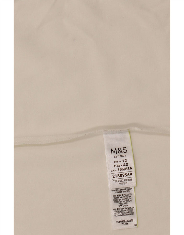 MARKS & SPENCER Chaqueta tipo blazer abierta de manga 3/4 para mujer UK 12 Medium White