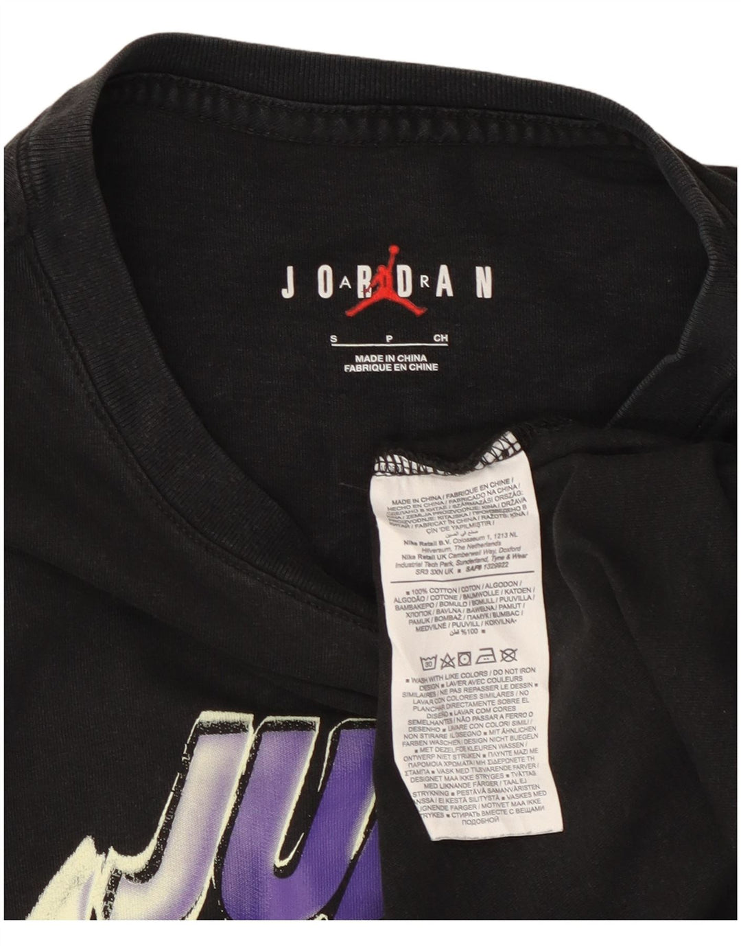 JORDAN Camiseta gráfica para hombre Top pequeño de algodón negro