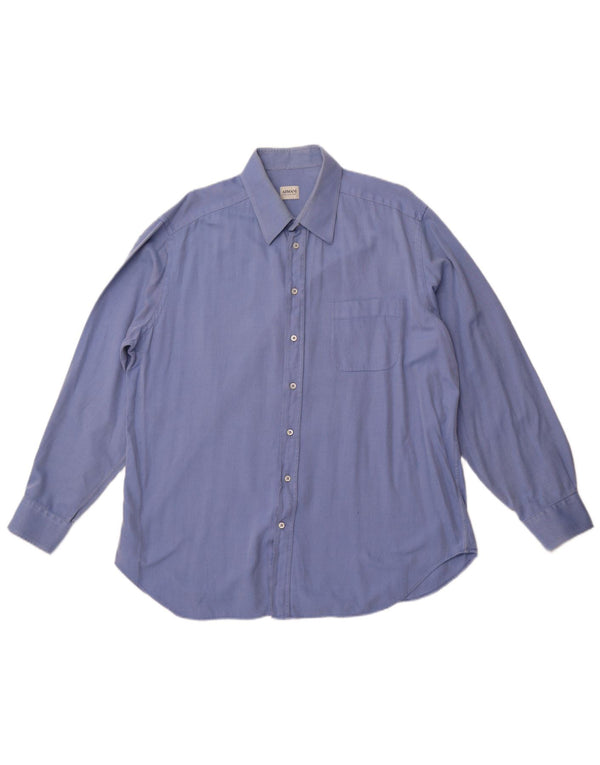 ARMANI COLLEZIONI Camisa para hombre Talla 44 17 1/2 XL Algodón a rayas azul