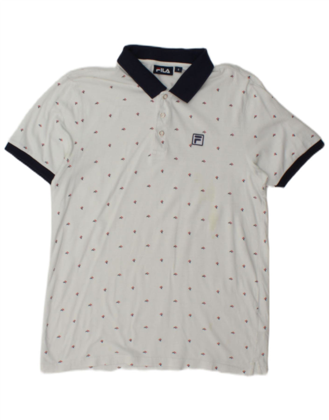 Fila Polo Gráfico Para Hombre Pequeño Algodón Blanco
