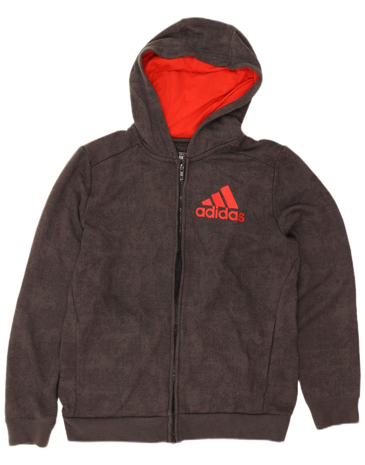 Adidas Sudadera con capucha y cremallera gráfica para niños 13-14 años Gris Poliéster