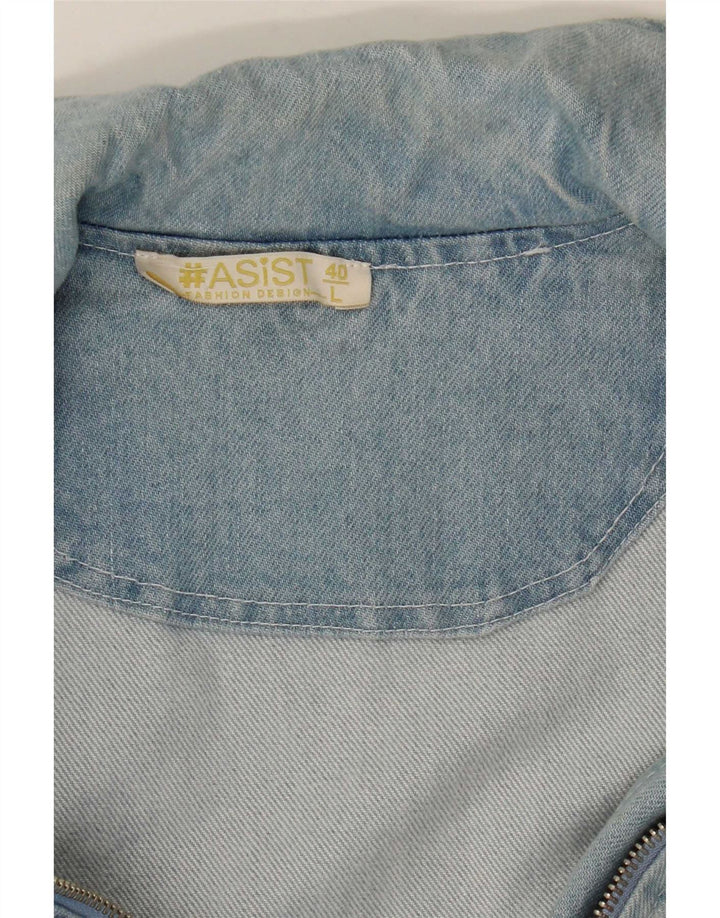 Vintage mujer chaqueta de mezclilla Reino Unido 14 algodón azul grande
