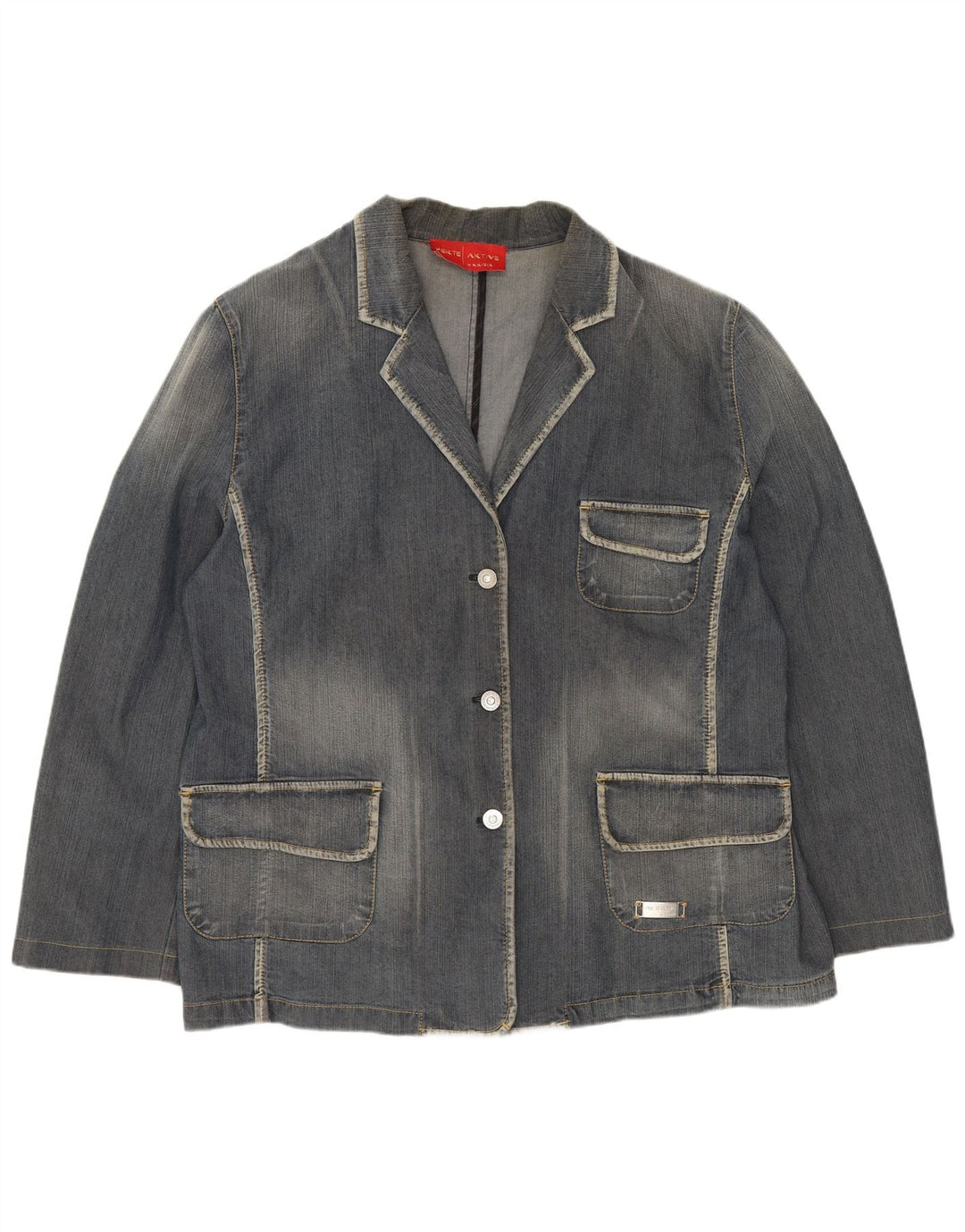 PERTE BY KRIZIA Chaqueta vaquera de 3 botones para mujer UK 44 Grande Azul