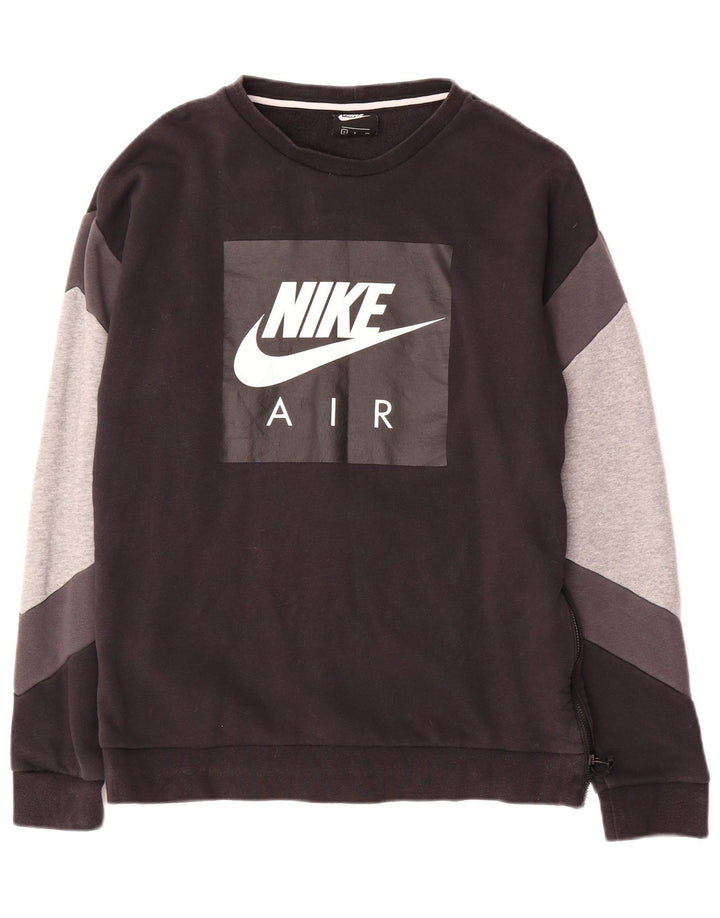 Nike Sudadera con gráfico y diseño tipo jersey de algodón color block en negro pequeño para hombre