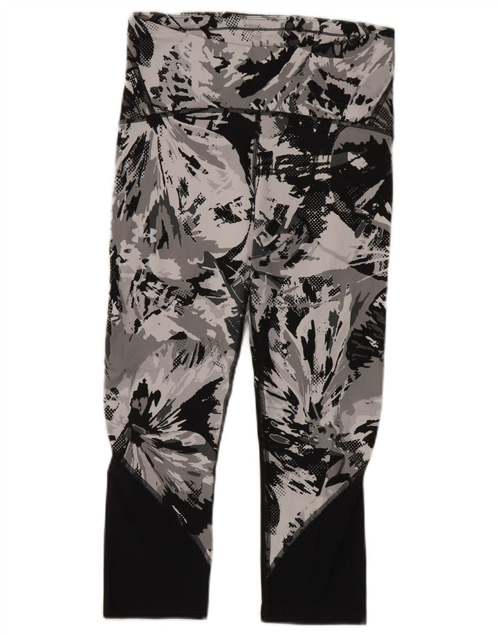 Under Armour Leggings cortos con estampado abstracto para mujer, talla 44, color gris medio