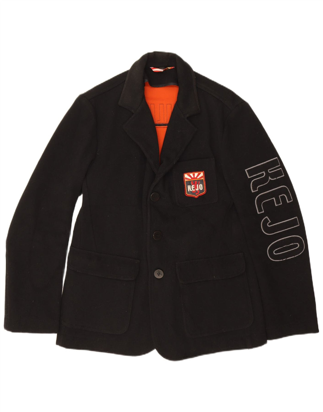 Kejo Chaqueta tipo blazer con gráfico de 3 botones para hombre UK 38 Mediana lana negra