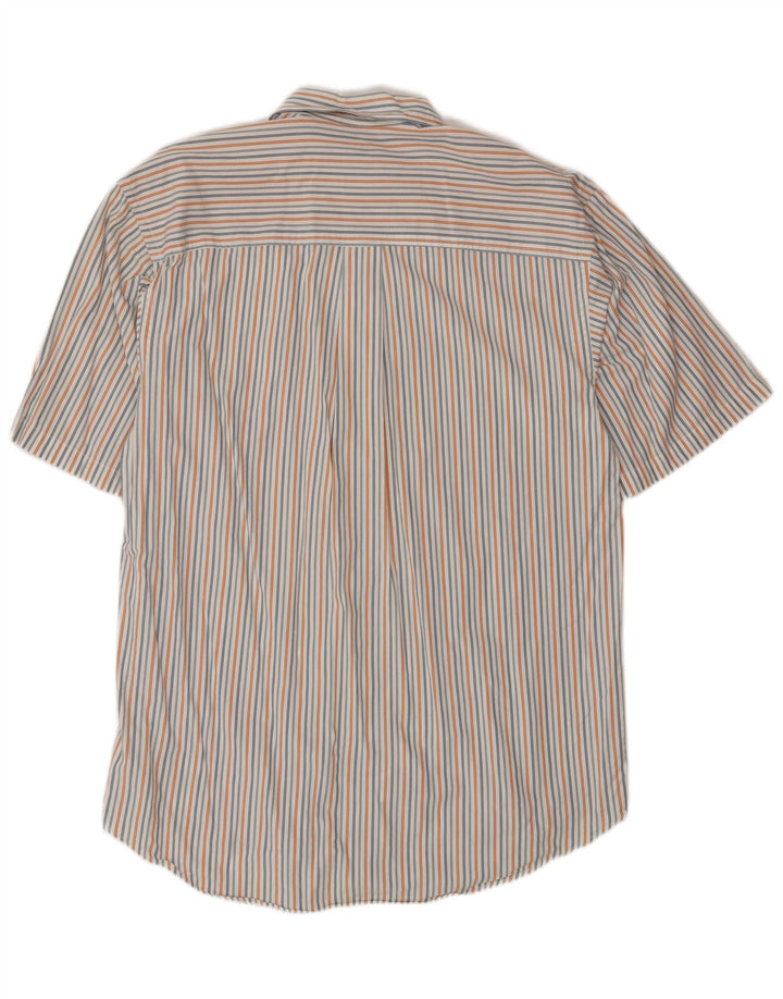 Camisa Izod Hombre Manga Corta Algodón Rayas Blanca Mediana