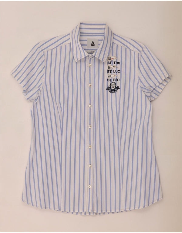 Gaastra Camisa gráfica de manga corta para mujer UK 46 Grande Algodón a rayas azules