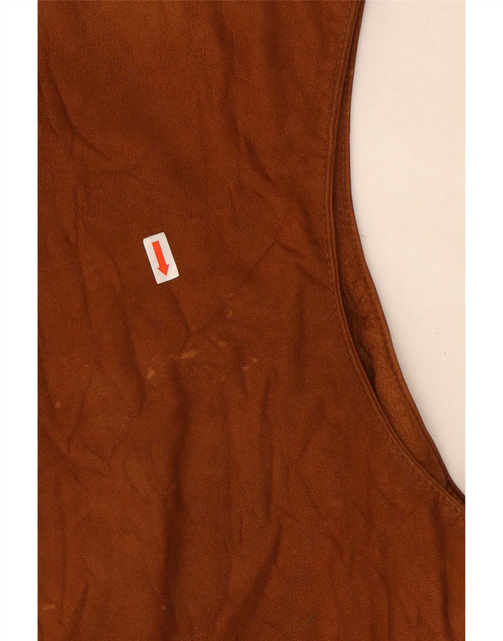Chaleco vintage de ante para hombre XL Marrón