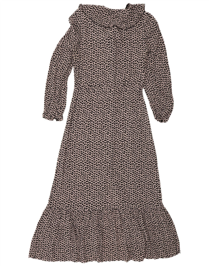 Whisper Vestido largo con estampado abstracto para mujer, talla 10, viscosa rosa pequeña