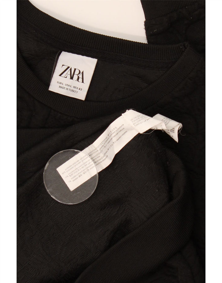 Zara Hombre Sudadera Jumper Large Negro Floral Poliéster