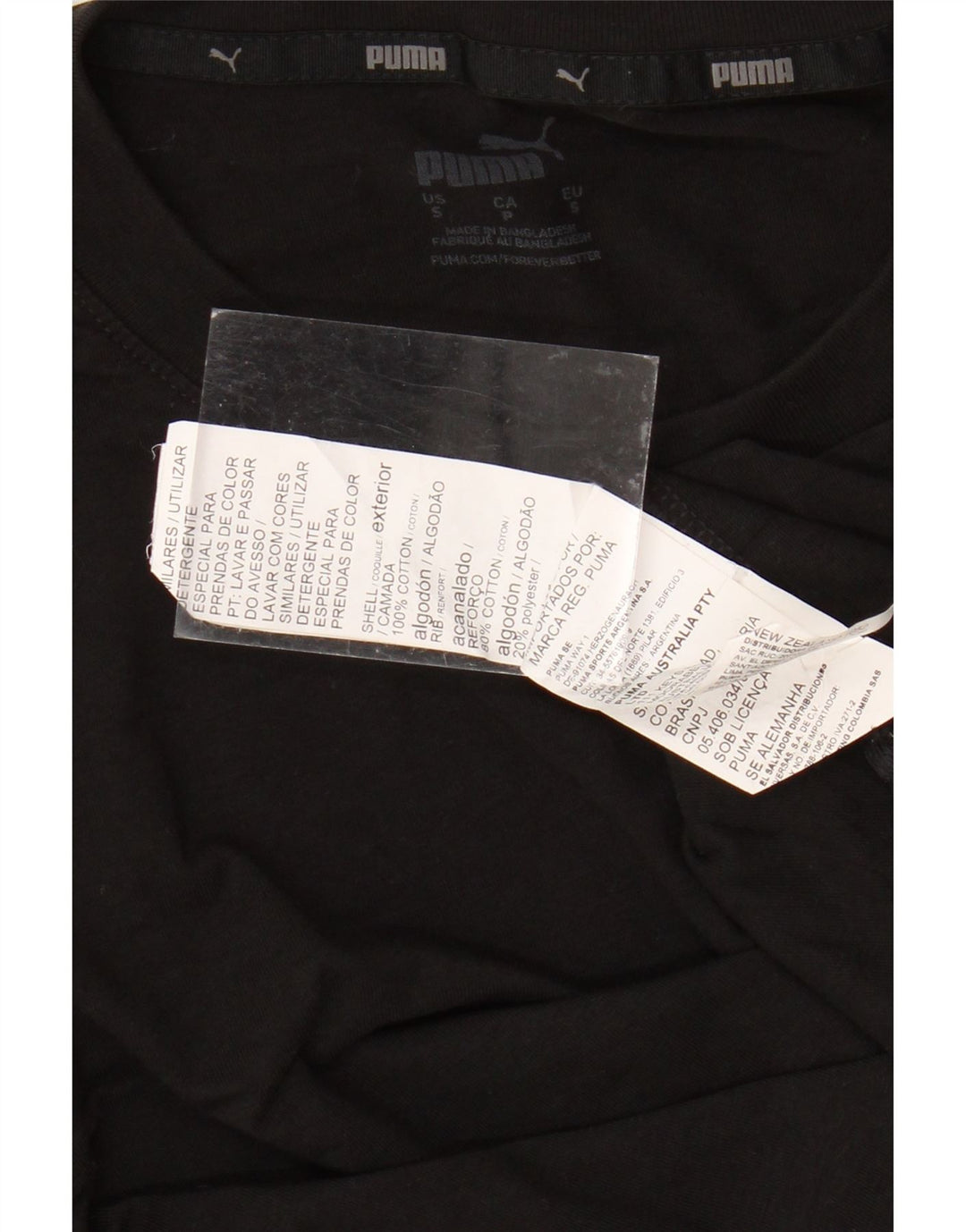 PUMA Top gráfico de manga larga para hombre pequeño de algodón negro