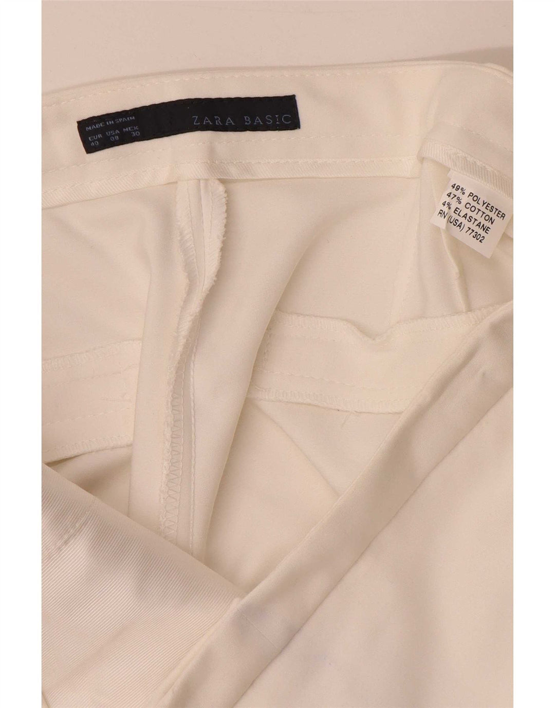 Zara Mujer Pantalón Corto EU 40 Mediano W30 L24 Poliéster Blanco