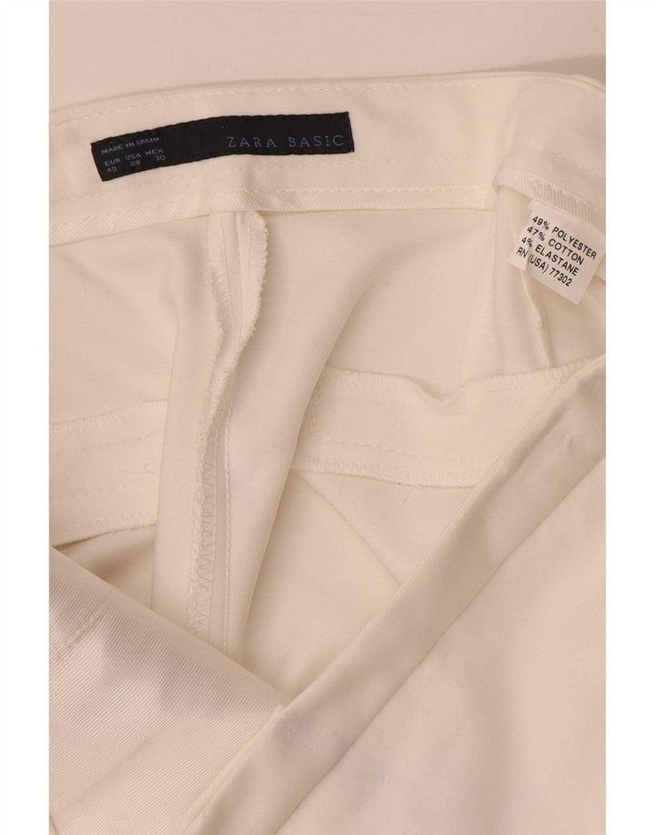 Zara Mujer Pantalón Corto EU 40 Mediano W30 L24 Poliéster Blanco