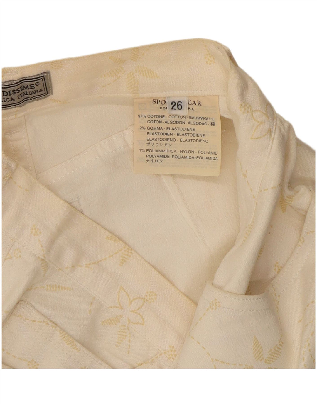 Fendissime Pantalón Regular Regular Fit W27 L29 Blanco Floral Clásico