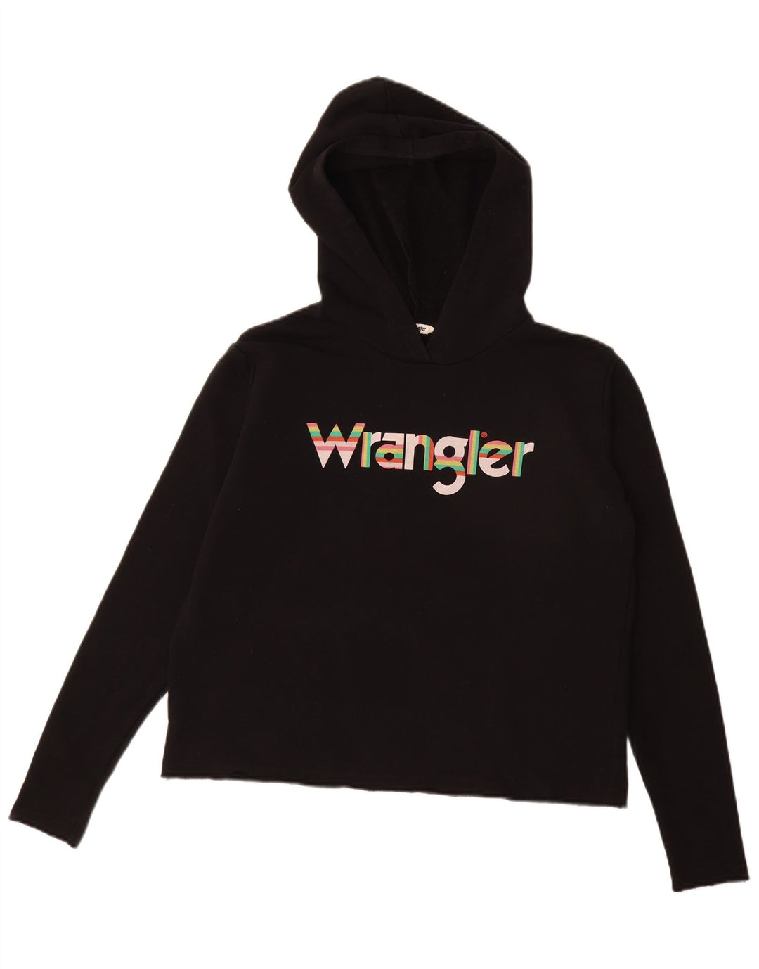 WRANGLER Sudadera con capucha gráfica de gran tamaño para mujer Reino Unido 10 Pequeño Algodón negro