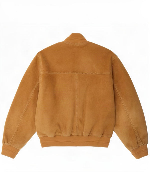 Vintage mujer ante bomber chaqueta IT 44 cuero beige medio