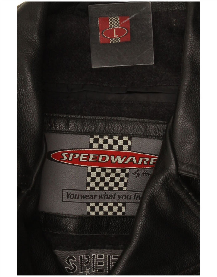 HEIN GERICKE Chaqueta motera de cuero para hombre UK 40 Large Black Leather