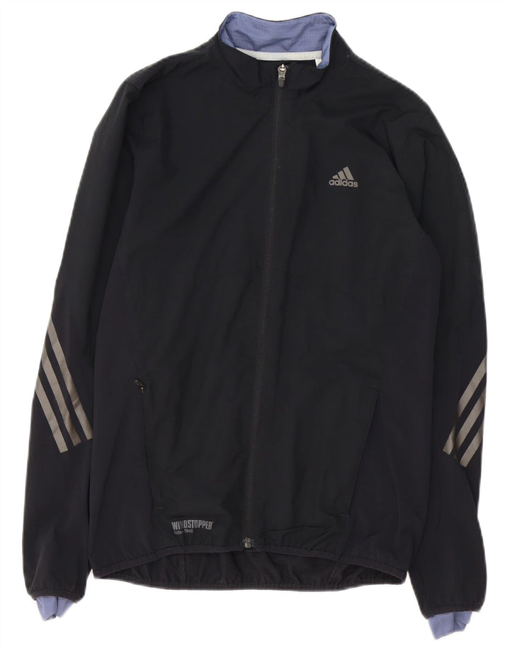 ADIDAS Mujer Running Chándal Top Chaqueta UK 10 Small Negro Poliéster