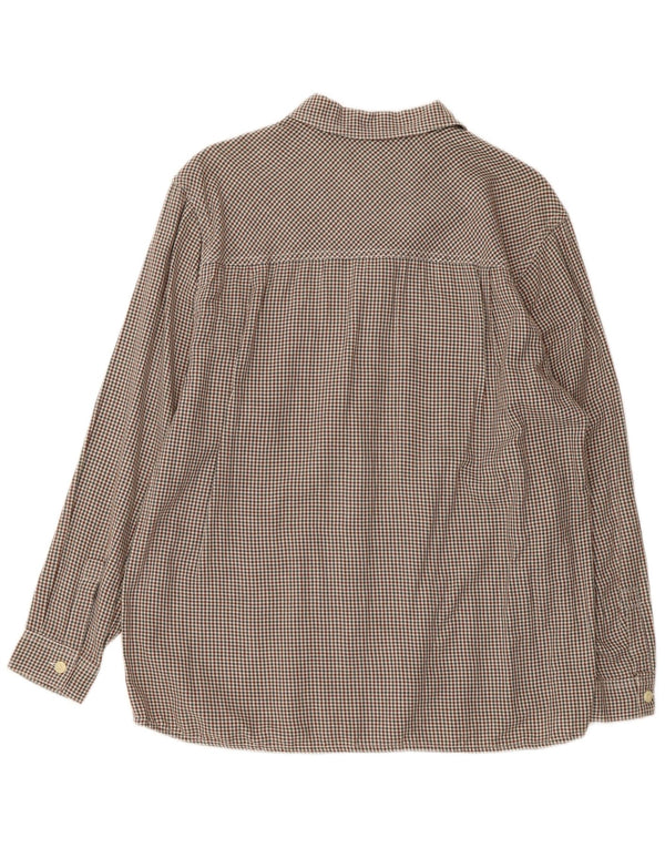NEW PENNY Camisa de franela para mujer UK 10 Small Beige Houndstooth Cotton