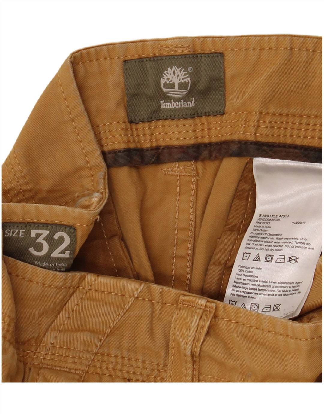 TIMBERLAND Pantalones cortos cargo para hombre W32 Algodón beige medio