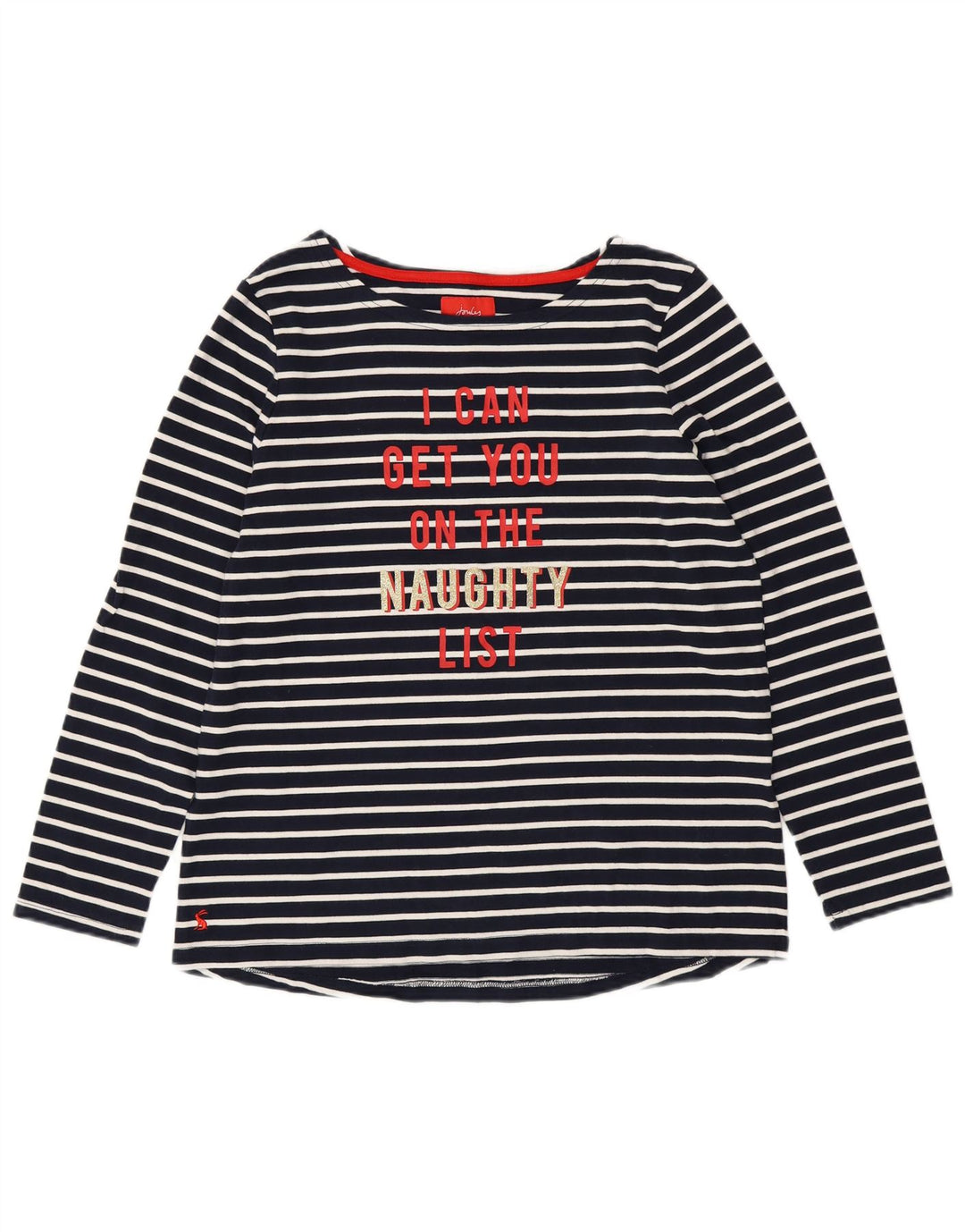 JOULES Top gráfico para mujer de manga larga UK 46 Grande Algodón a rayas azul marino