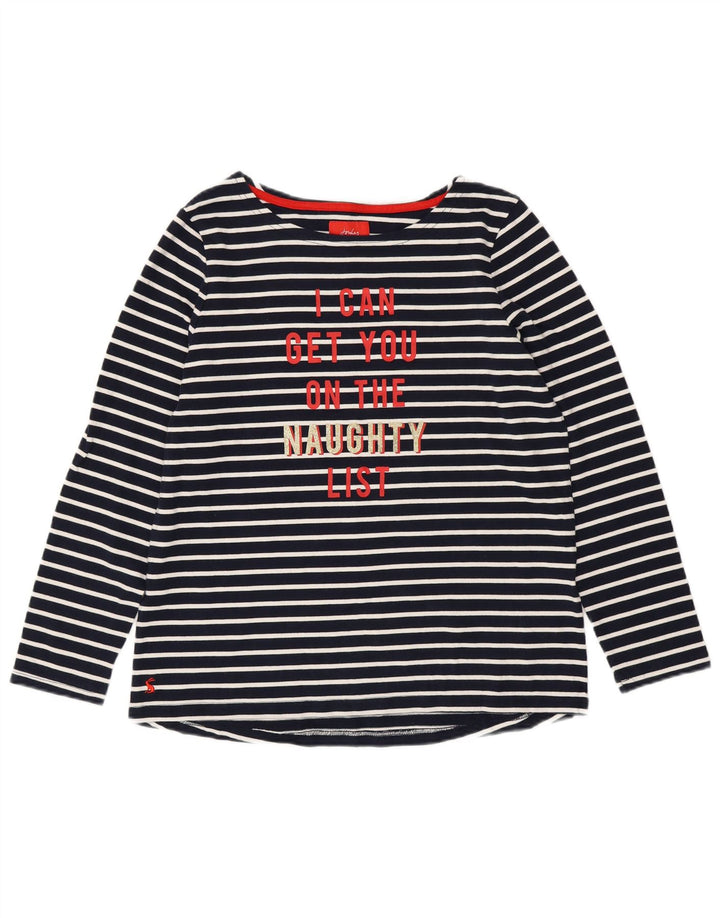 JOULES Top gráfico para mujer de manga larga UK 46 Grande Algodón a rayas azul marino
