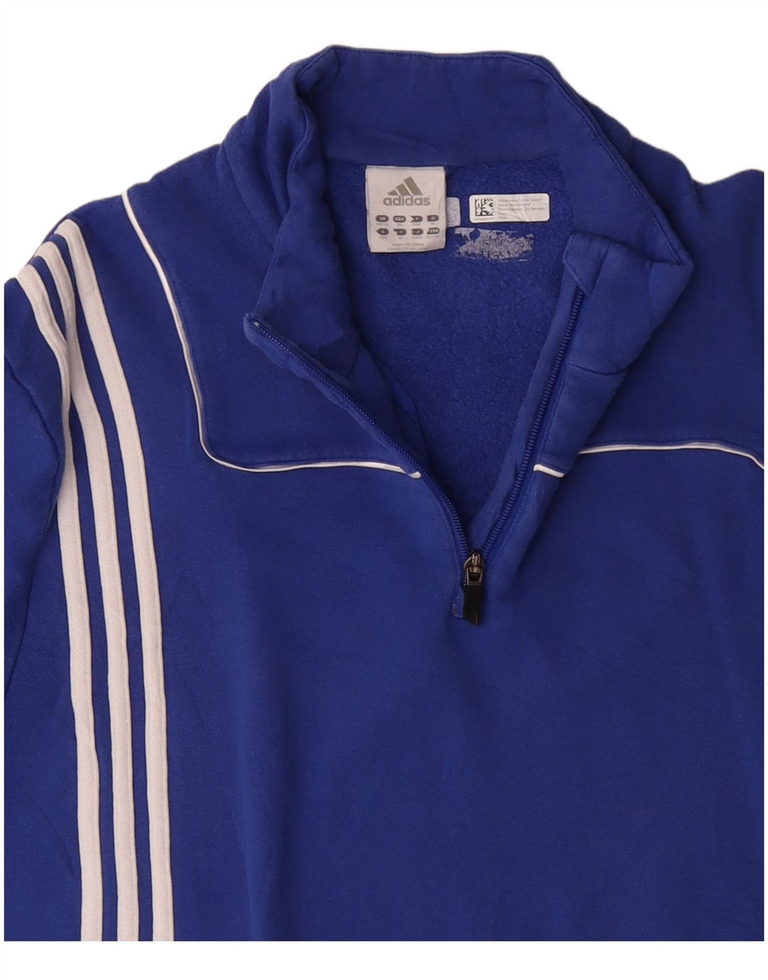 ADIDAS Sudadera con cuello y cremallera para hombre UK 48/50 XL Azul