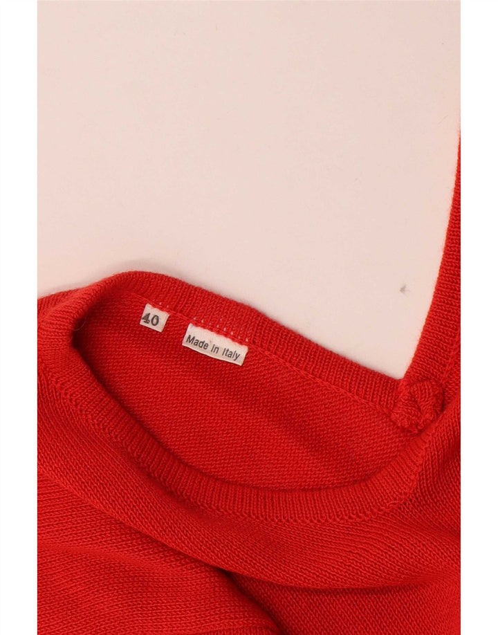 Vintage mujer oversize V-cuello jumper suéter IT 40 pequeño rojo a rayas