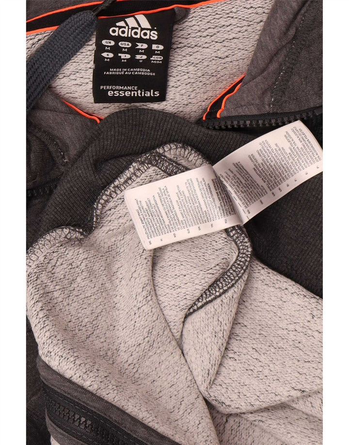 Adidas - Sudadera con capucha y cremallera para hombre, algodón gris medio
