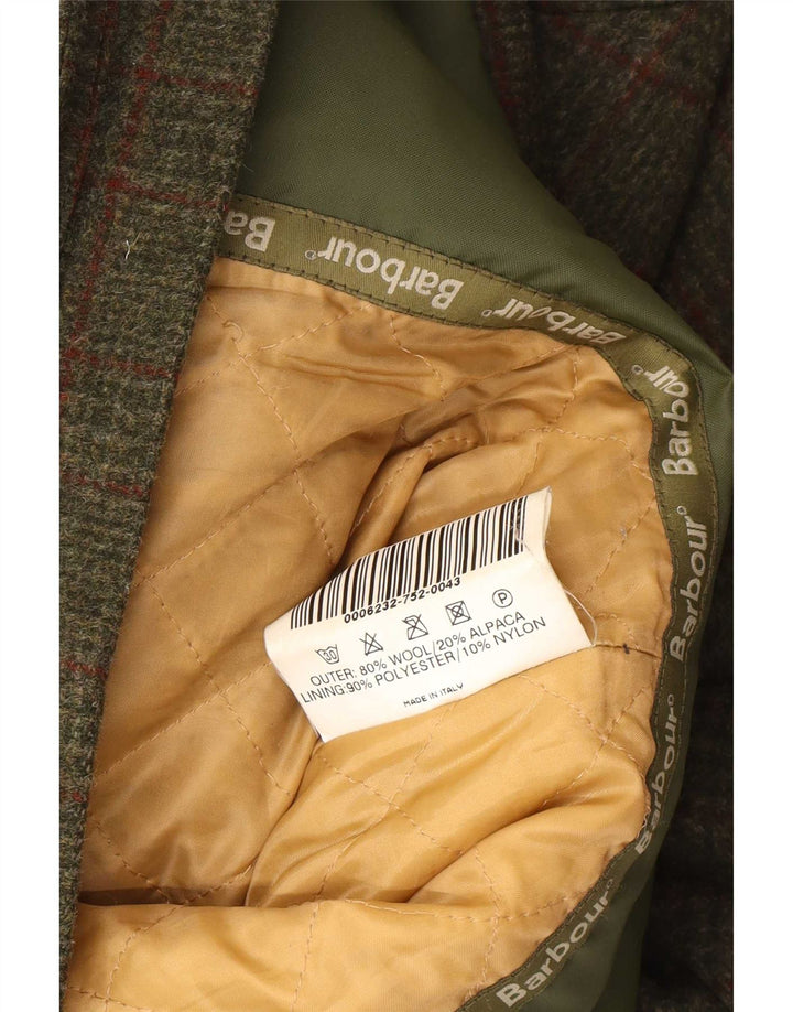 Chaqueta utilitaria para hombre Barbour UK 38 Lana a cuadros caqui mediana