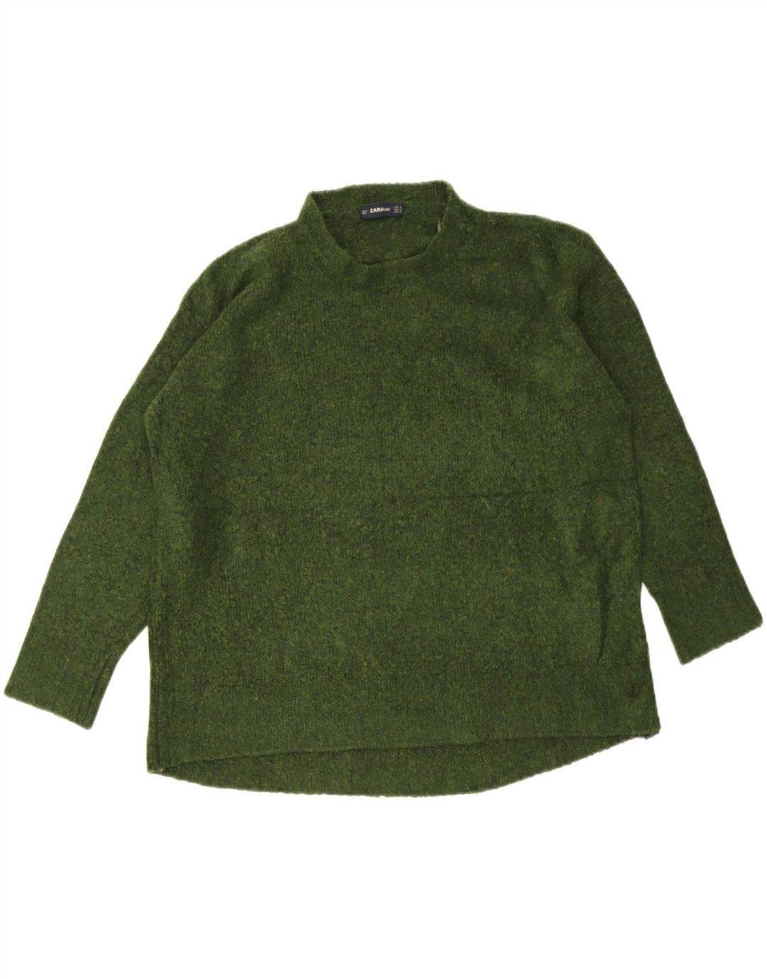 Zara Mujer Jersey Oversize Con Cuello Redondo UK 40 Medio Verde Moteado