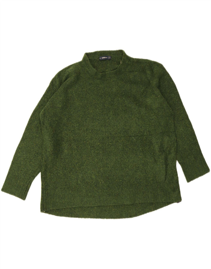 Zara Mujer Jersey Oversize Con Cuello Redondo UK 40 Medio Verde Moteado