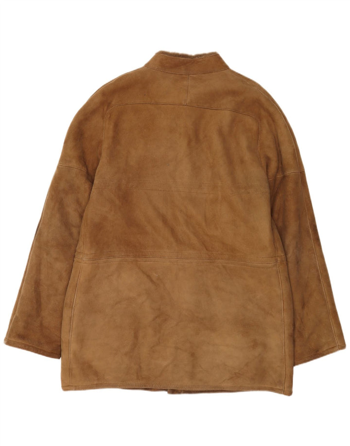 Abrigo vintage de piel de oveja para hombre IT 54 2XL Beige