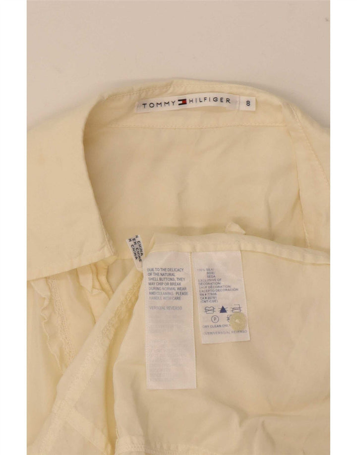 Tommy Hilfiger Camisa de Manga Corta con Volantes en la Parte Delantera para Mujer US 8 Amarillo Mediano